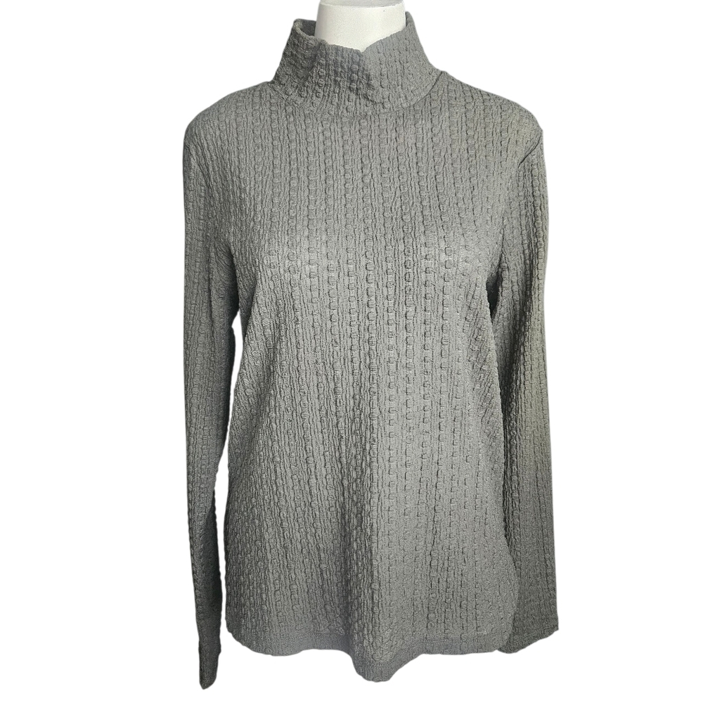 Anthropologie Maeve Women's Green Ribbed Knit Sleeve Mock Neck Top Size XL NWT